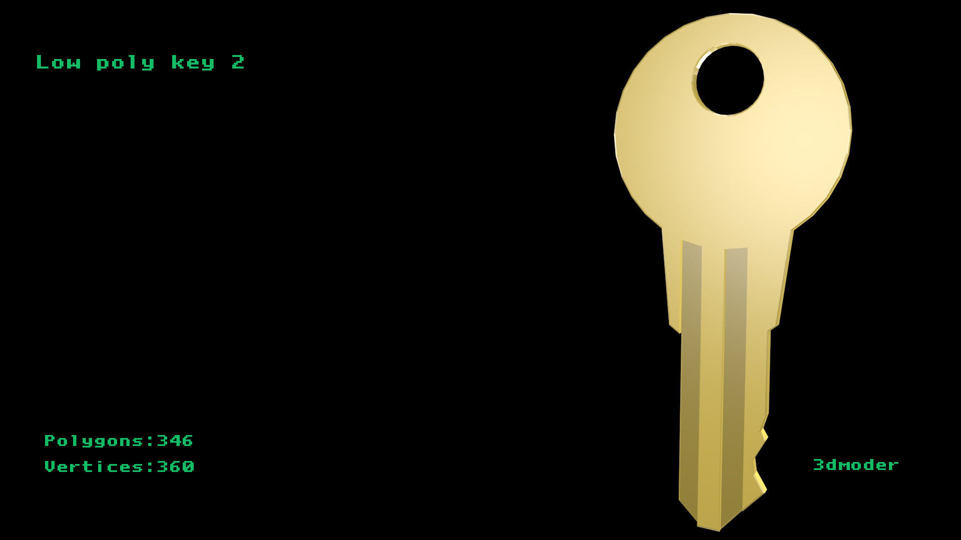 Low poly key 2 Low-poly 3D model_0