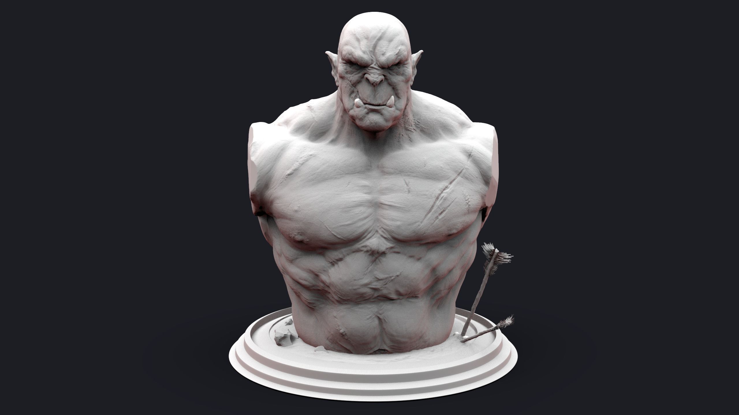 Orc Bust  3D print model_3