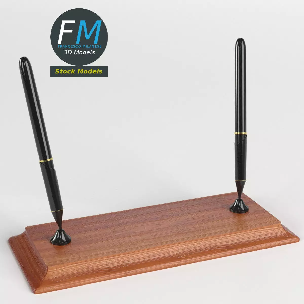Double pen stand 3D model_0
