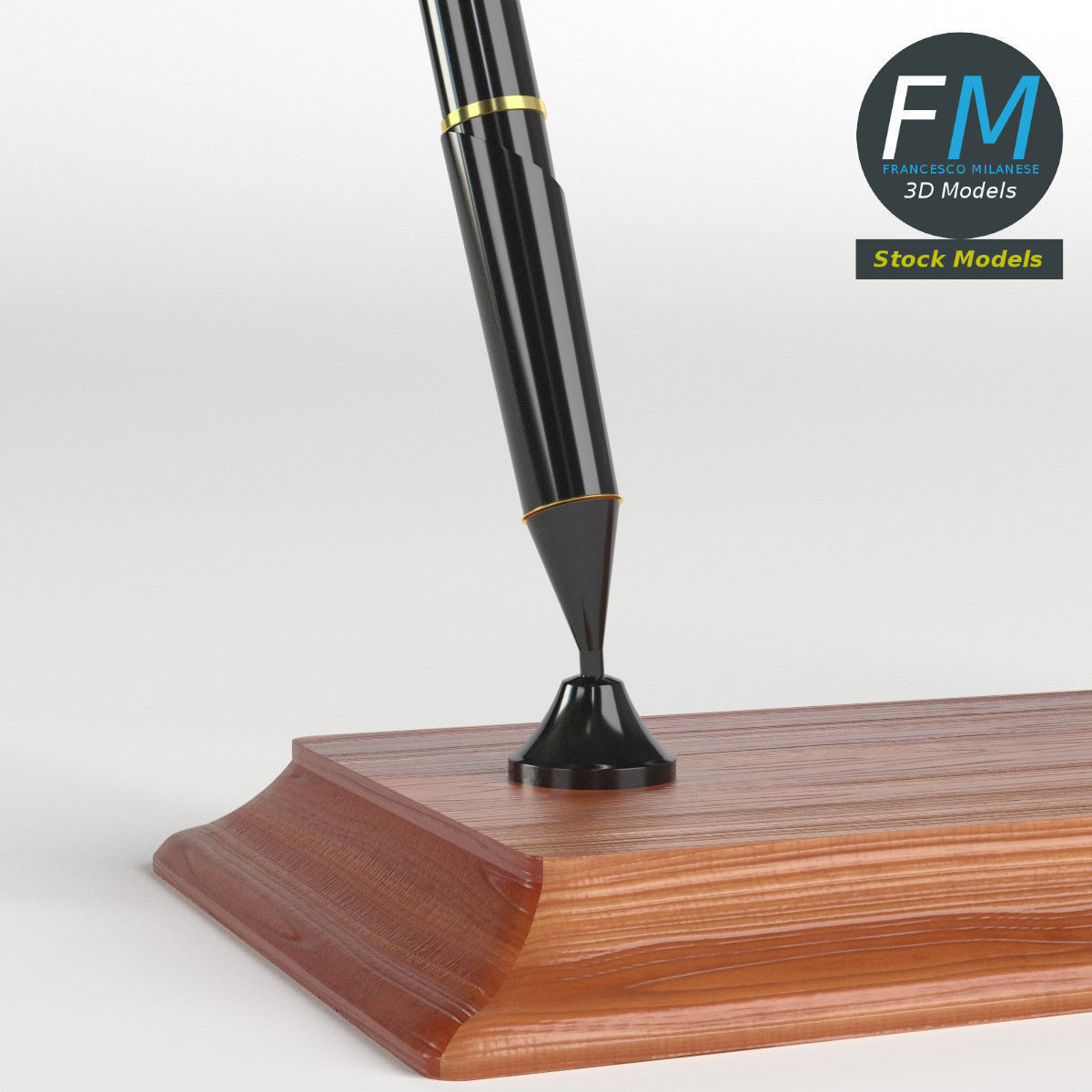 Double pen stand 3D model_3