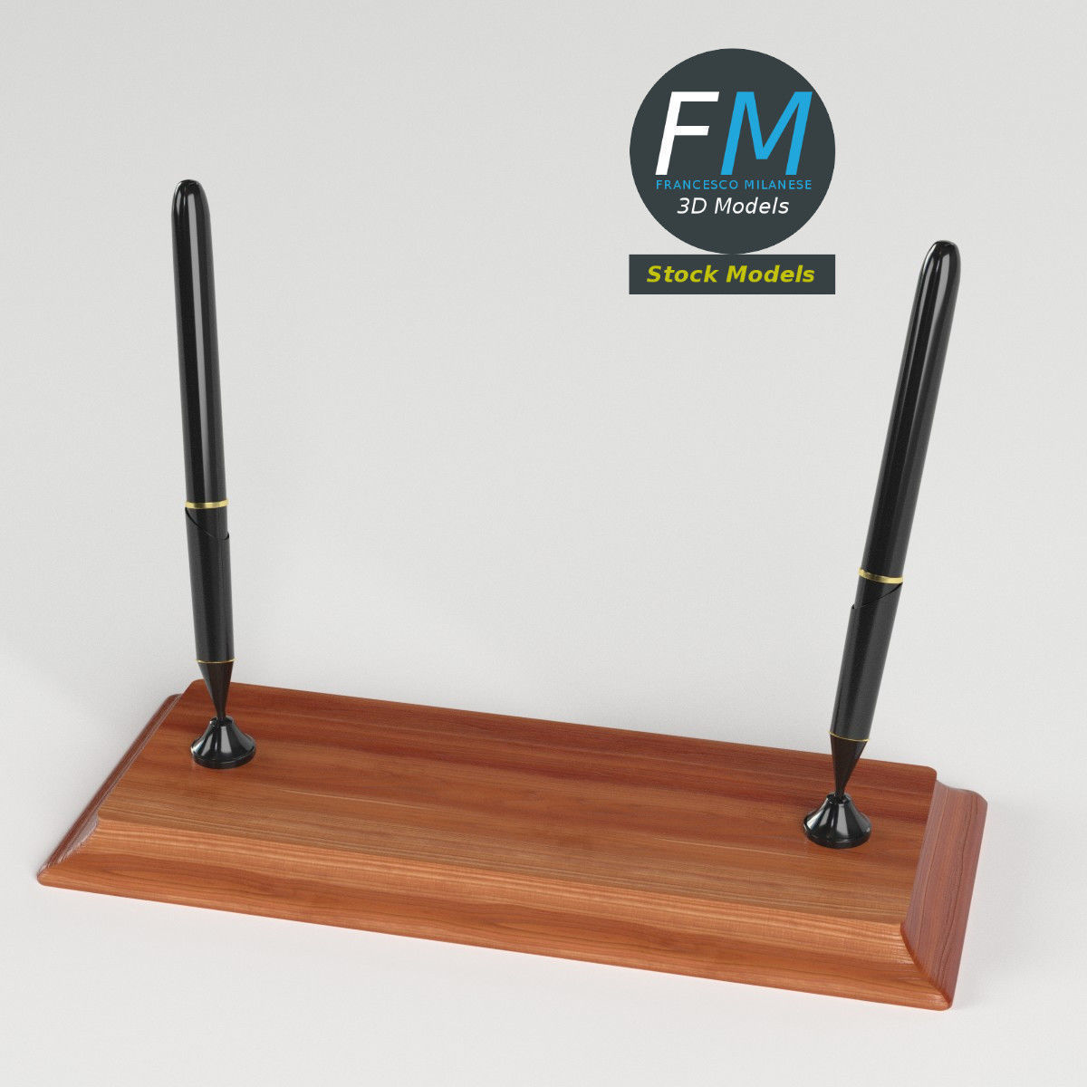 Double pen stand 3D model_2