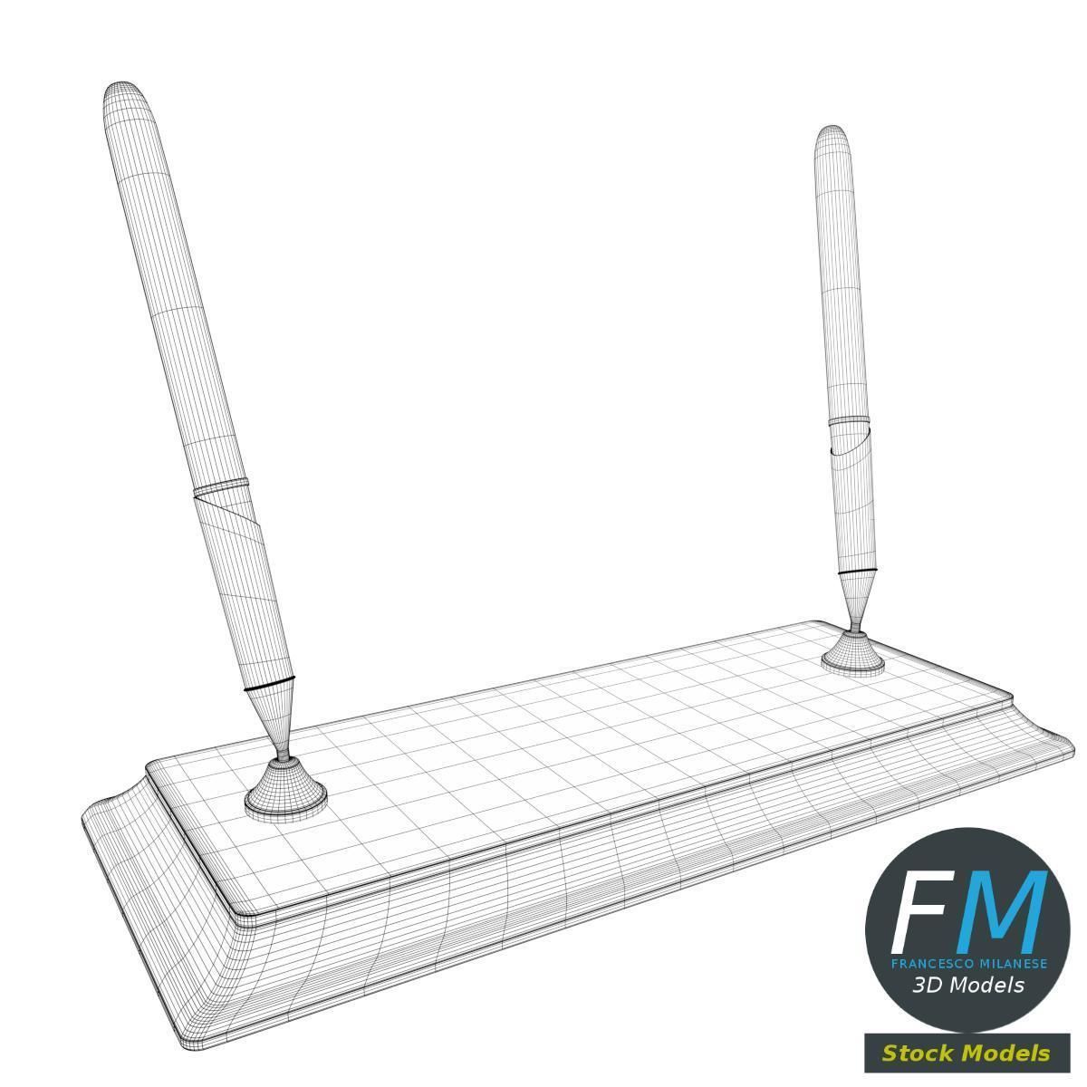 Double pen stand 3D model_7