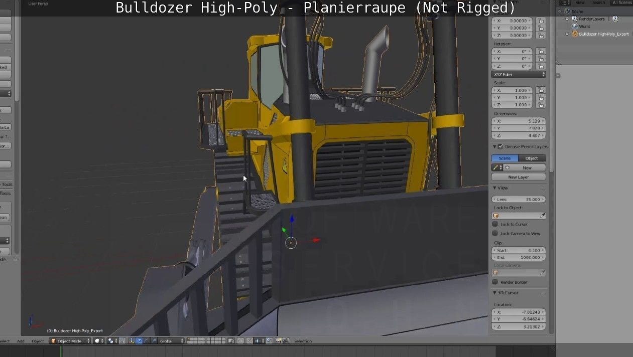 Bulldozer High-Poly - Planierraupe  - Not Rigged 3D model_89