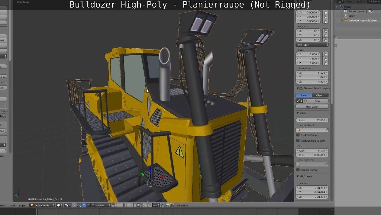 Bulldozer High-Poly - Planierraupe  - Not Rigged 3D model_90