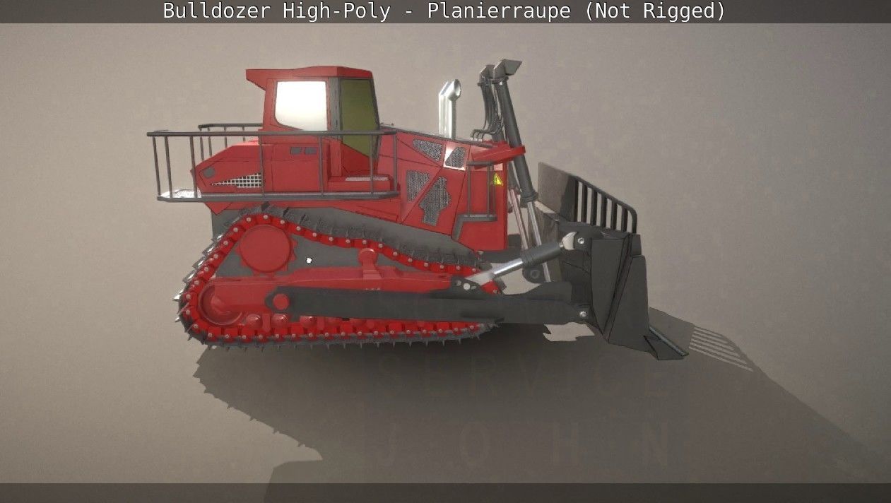 Bulldozer High-Poly - Planierraupe  - Not Rigged 3D model_10