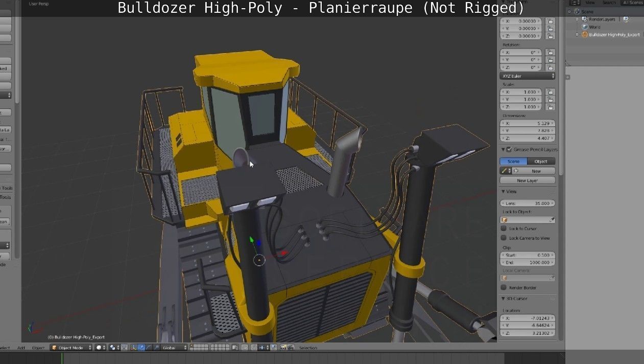 Bulldozer High-Poly - Planierraupe  - Not Rigged 3D model_91