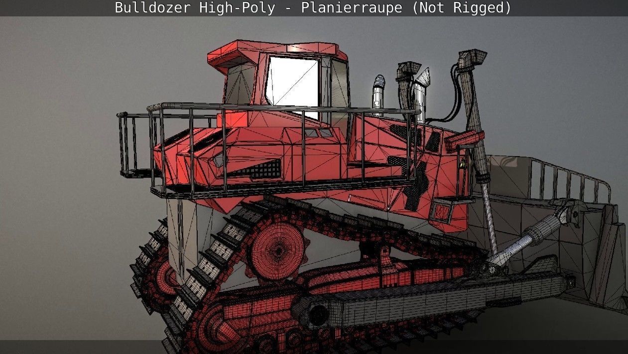 Bulldozer High-Poly - Planierraupe  - Not Rigged 3D model_65