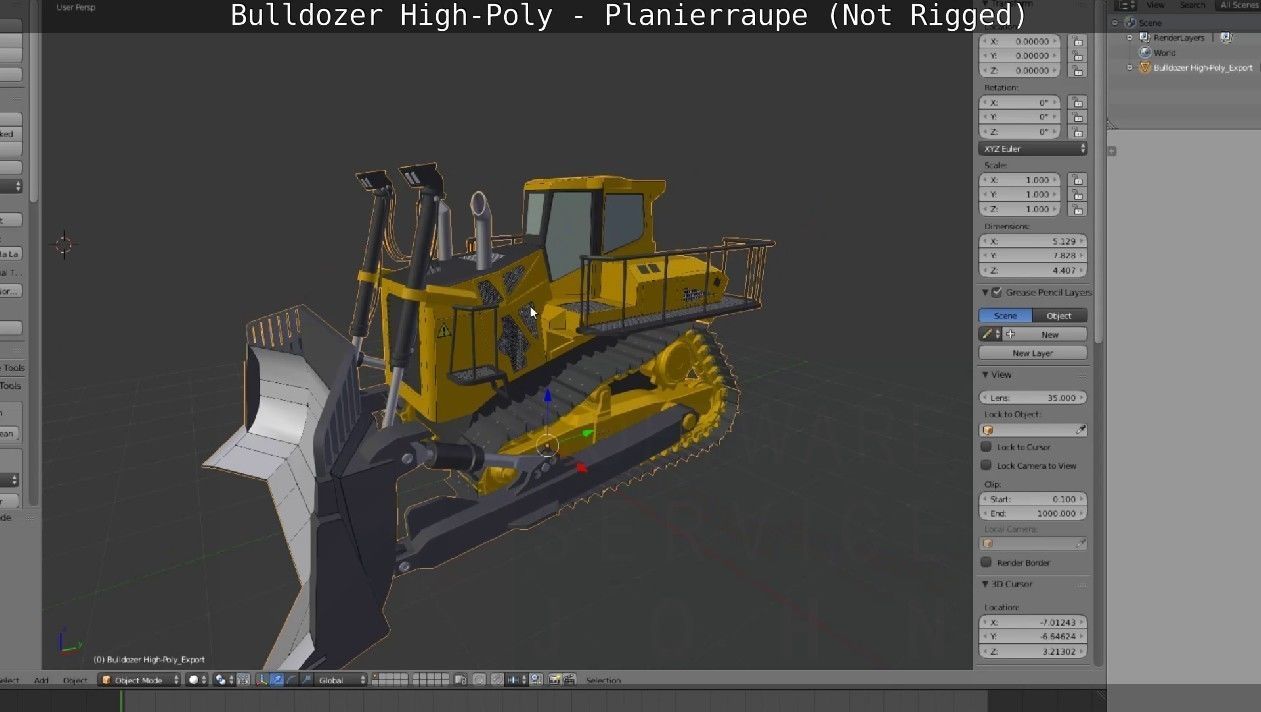 Bulldozer High-Poly - Planierraupe  - Not Rigged 3D model_88