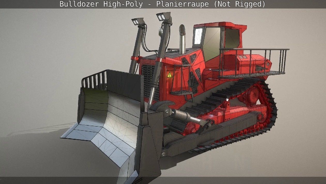 Bulldozer High-Poly - Planierraupe  - Not Rigged 3D model_78