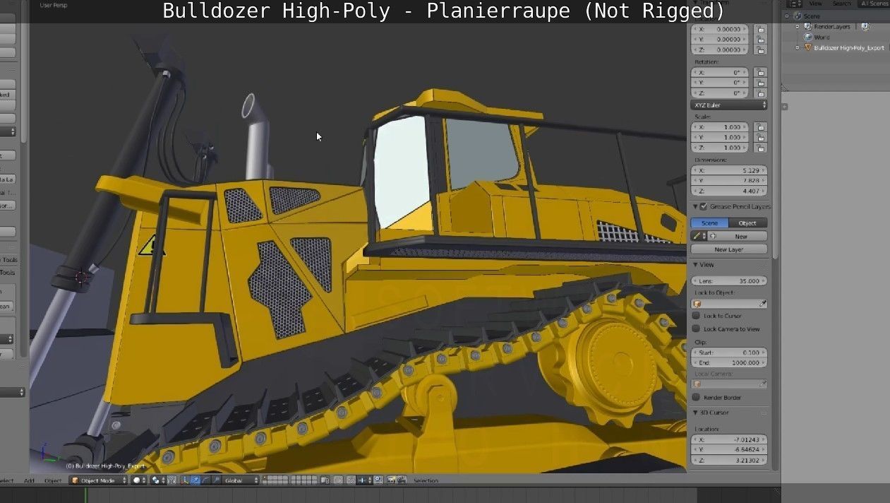 Bulldozer High-Poly - Planierraupe  - Not Rigged 3D model_92