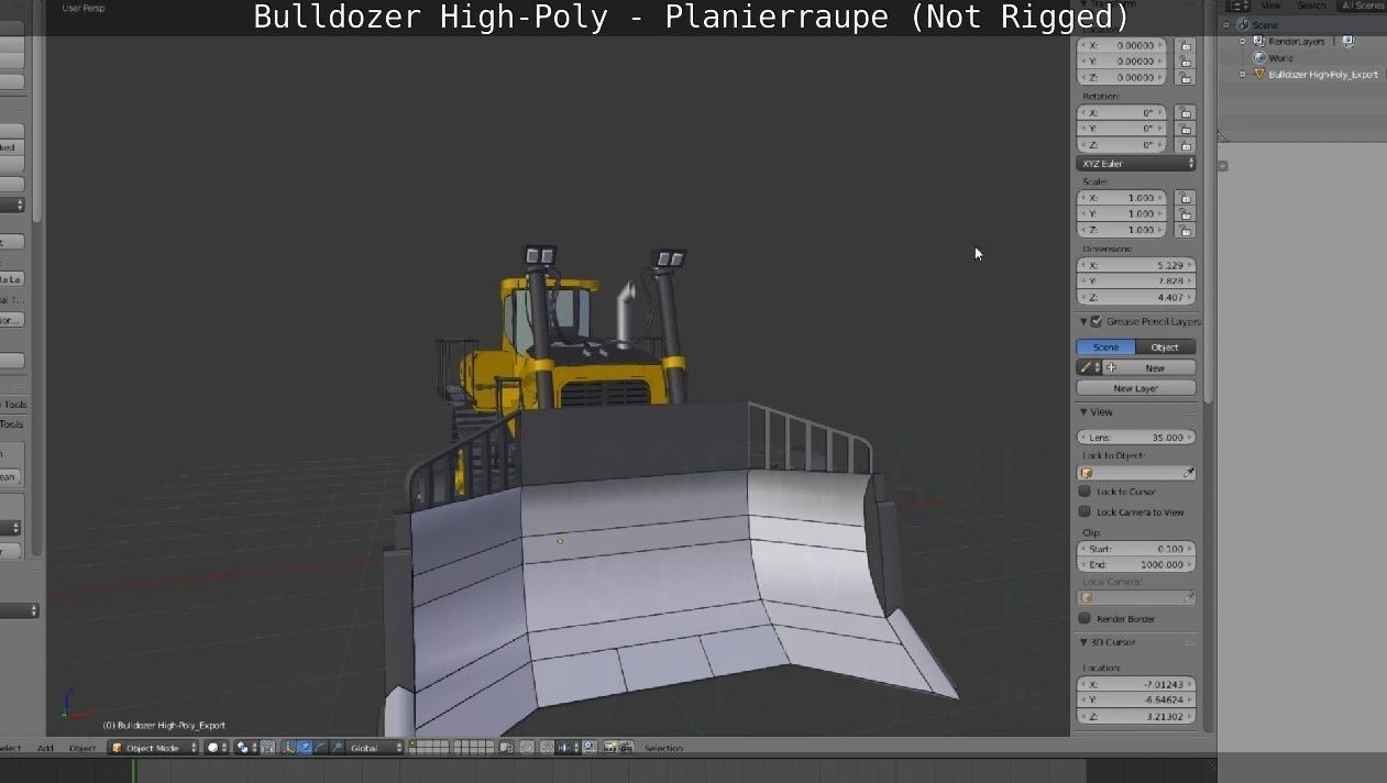 Bulldozer High-Poly - Planierraupe  - Not Rigged 3D model_95