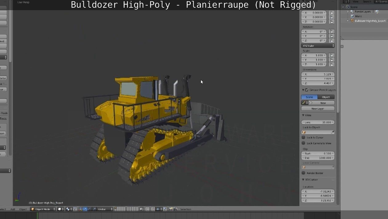 Bulldozer High-Poly - Planierraupe  - Not Rigged 3D model_94