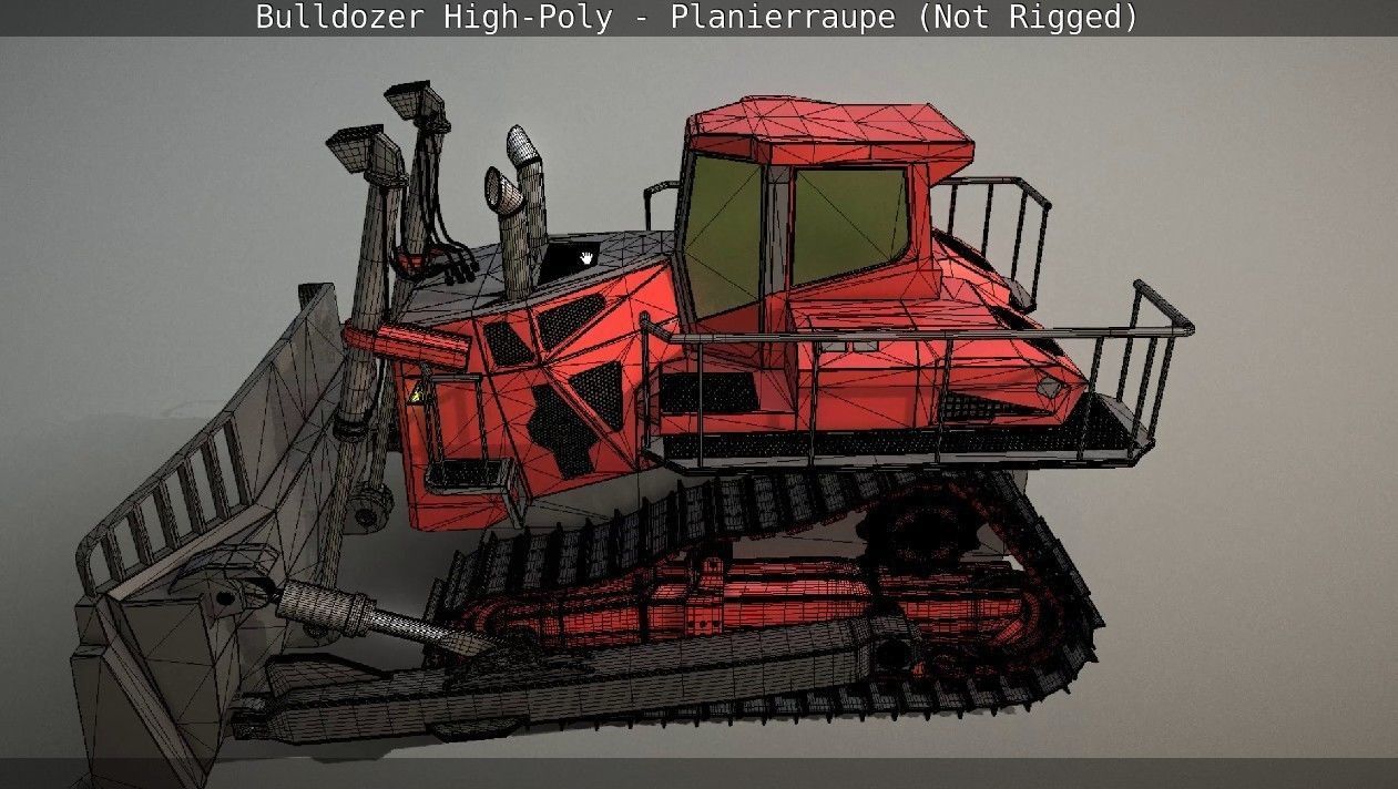 Bulldozer High-Poly - Planierraupe  - Not Rigged 3D model_66