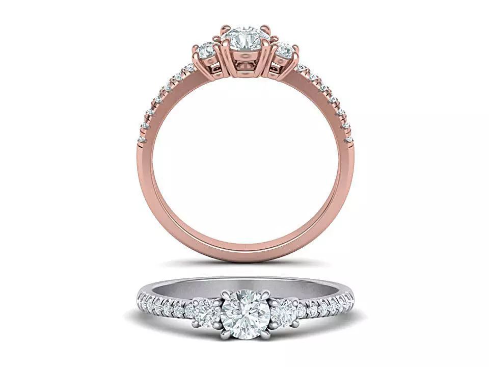 Three Stone Shine ring printable 3dmodel N10338 3D print model