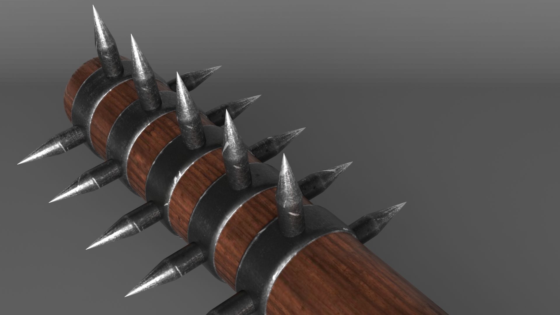 Spiked medieval war club Low-poly 3D model_4