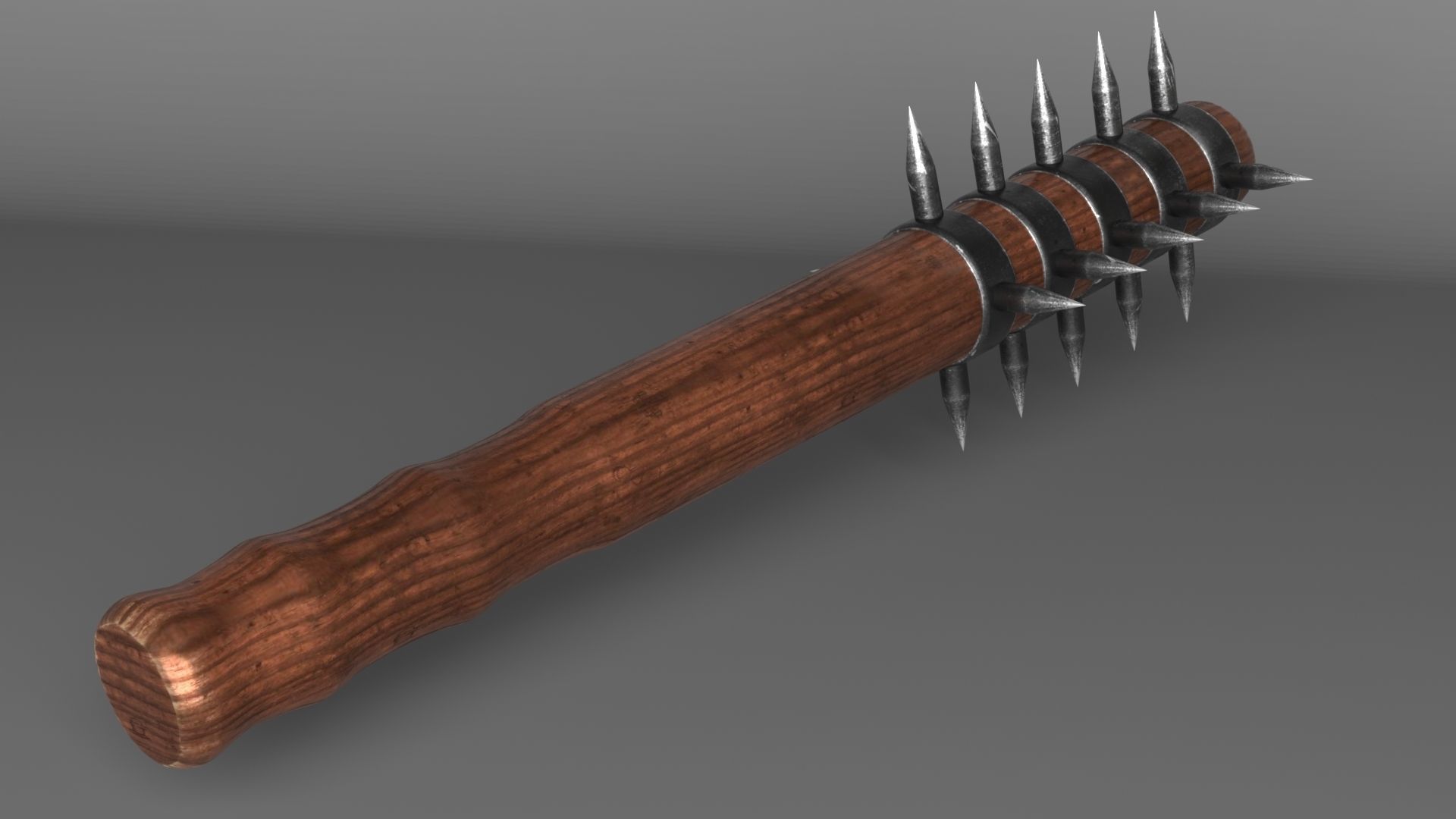 Spiked medieval war club Low-poly 3D model_2