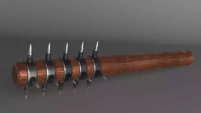 Spiked medieval war club Low-poly 3D model