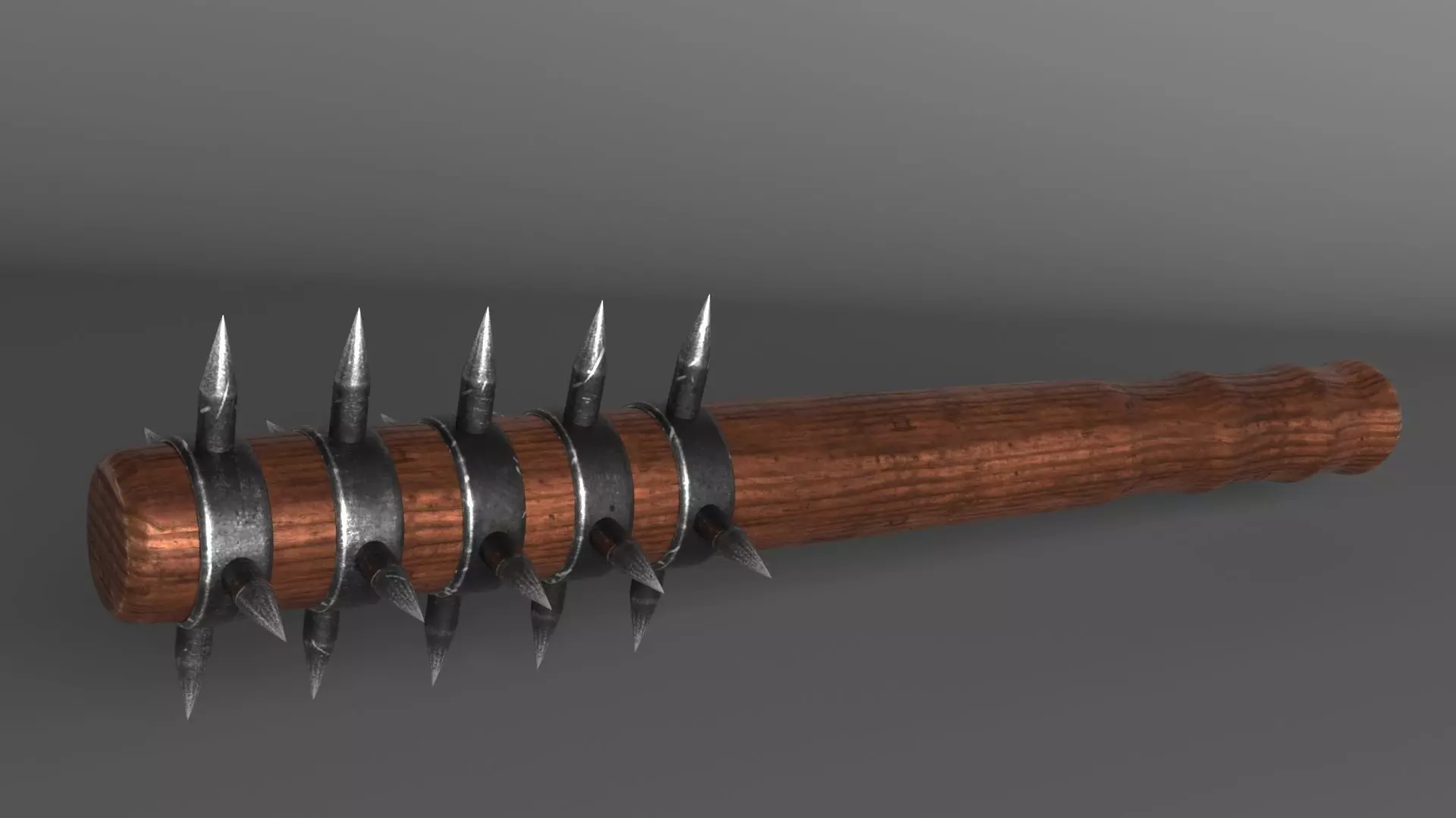Spiked medieval war club Low-poly 3D model_0