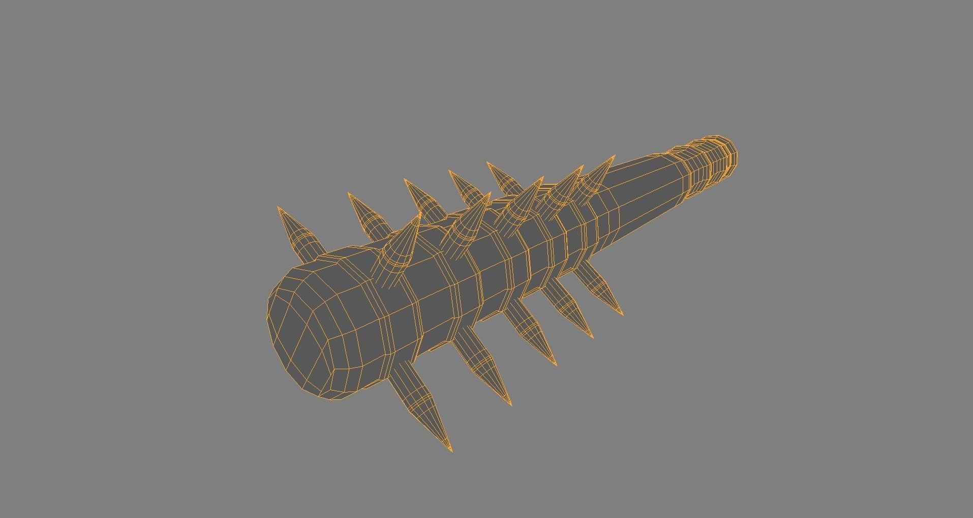 Spiked medieval war club Low-poly 3D model_6