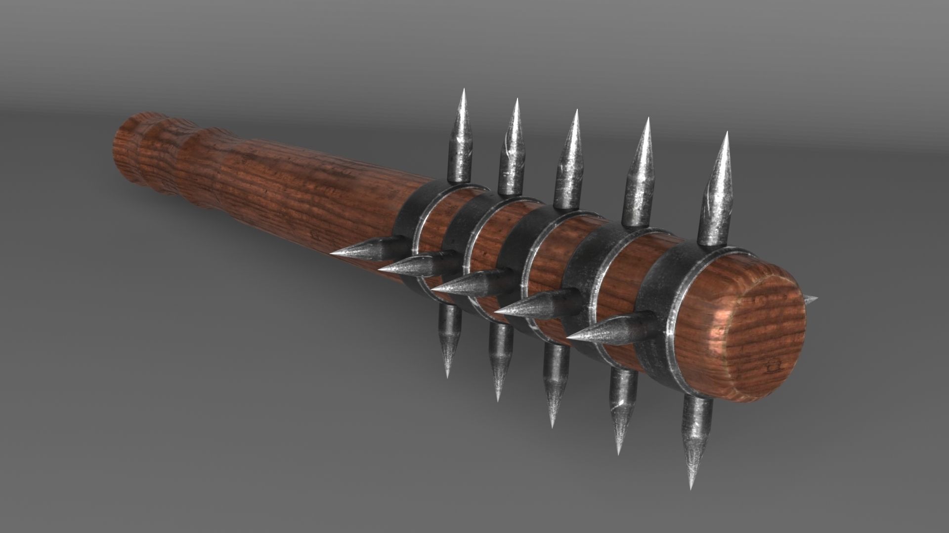Spiked medieval war club Low-poly 3D model_1