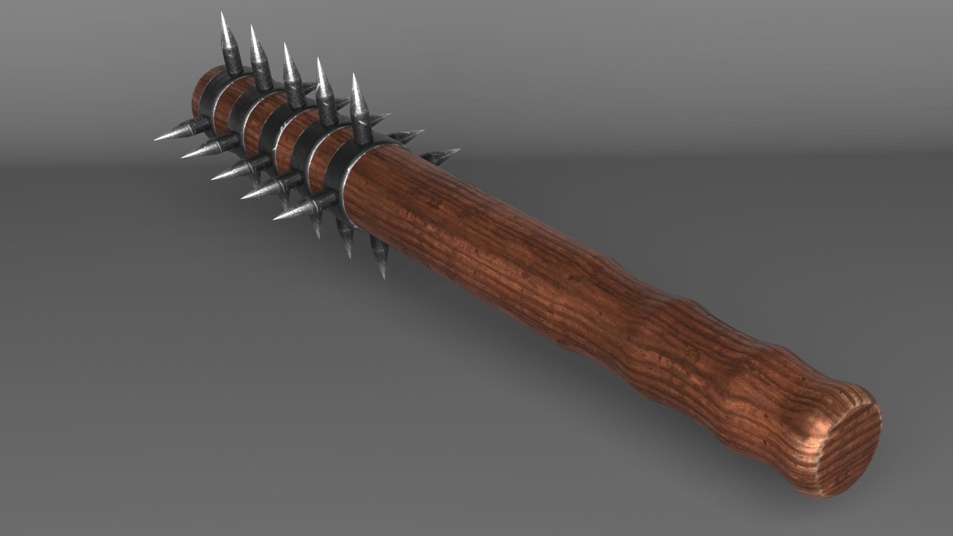 Spiked medieval war club Low-poly 3D model_3