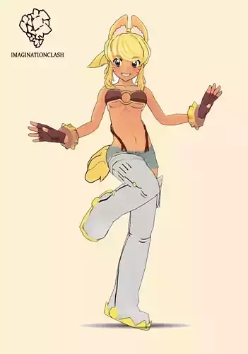 Liru lowpoly female character wearing armor and boots Low-poly 3D model