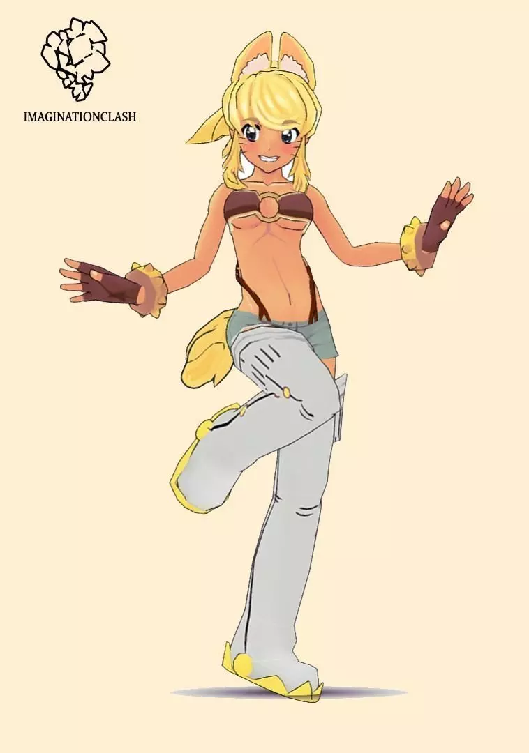 Liru lowpoly female character wearing armor and boots Low-poly 3D model