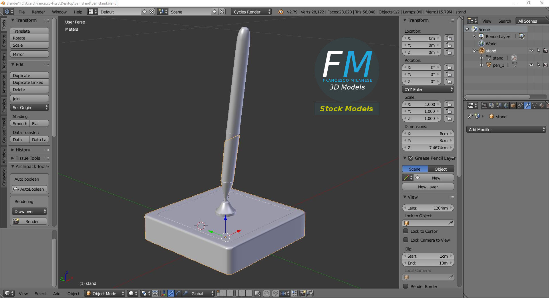 Pen stand 3D model_9
