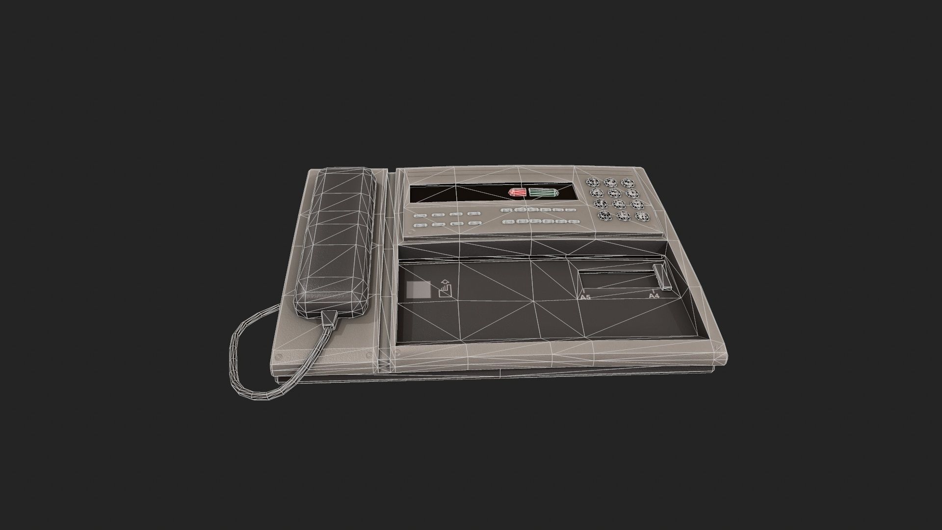 Stylized Fax Machine Low-poly 3D model_8