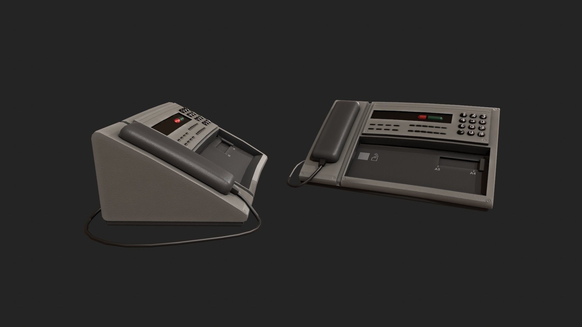 Stylized Fax Machine Low-poly 3D model_13