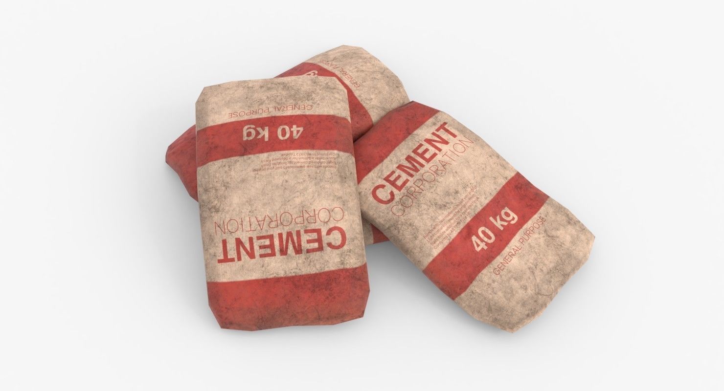 Cement Bags Low-poly 3D model_5
