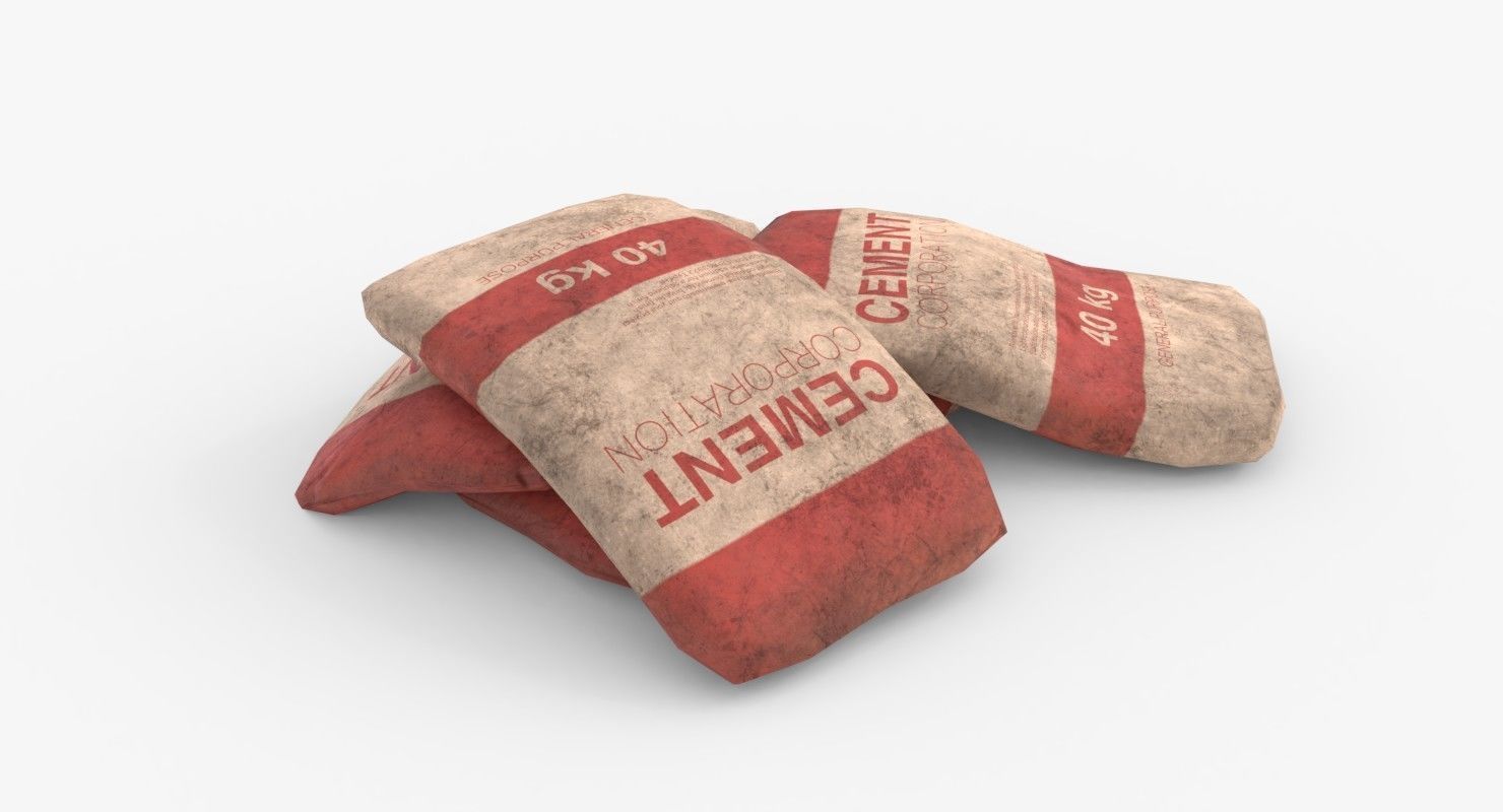 Cement Bags Low-poly 3D model_3