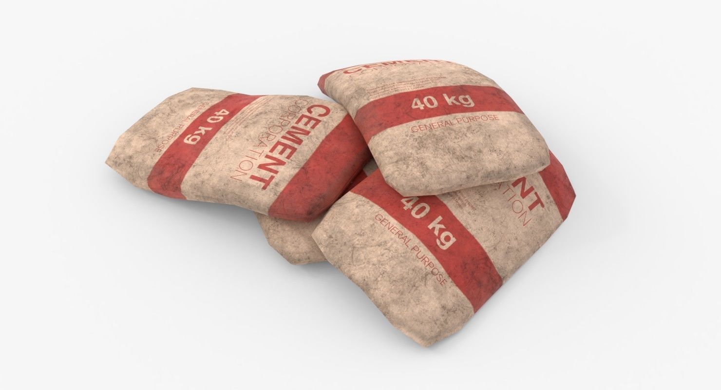 Cement Bags Low-poly 3D model_1