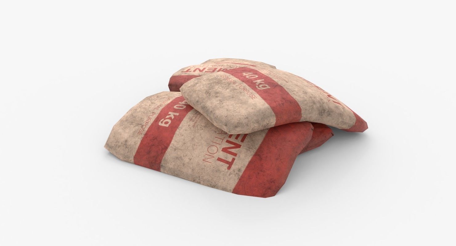 Cement Bags Low-poly 3D model_2