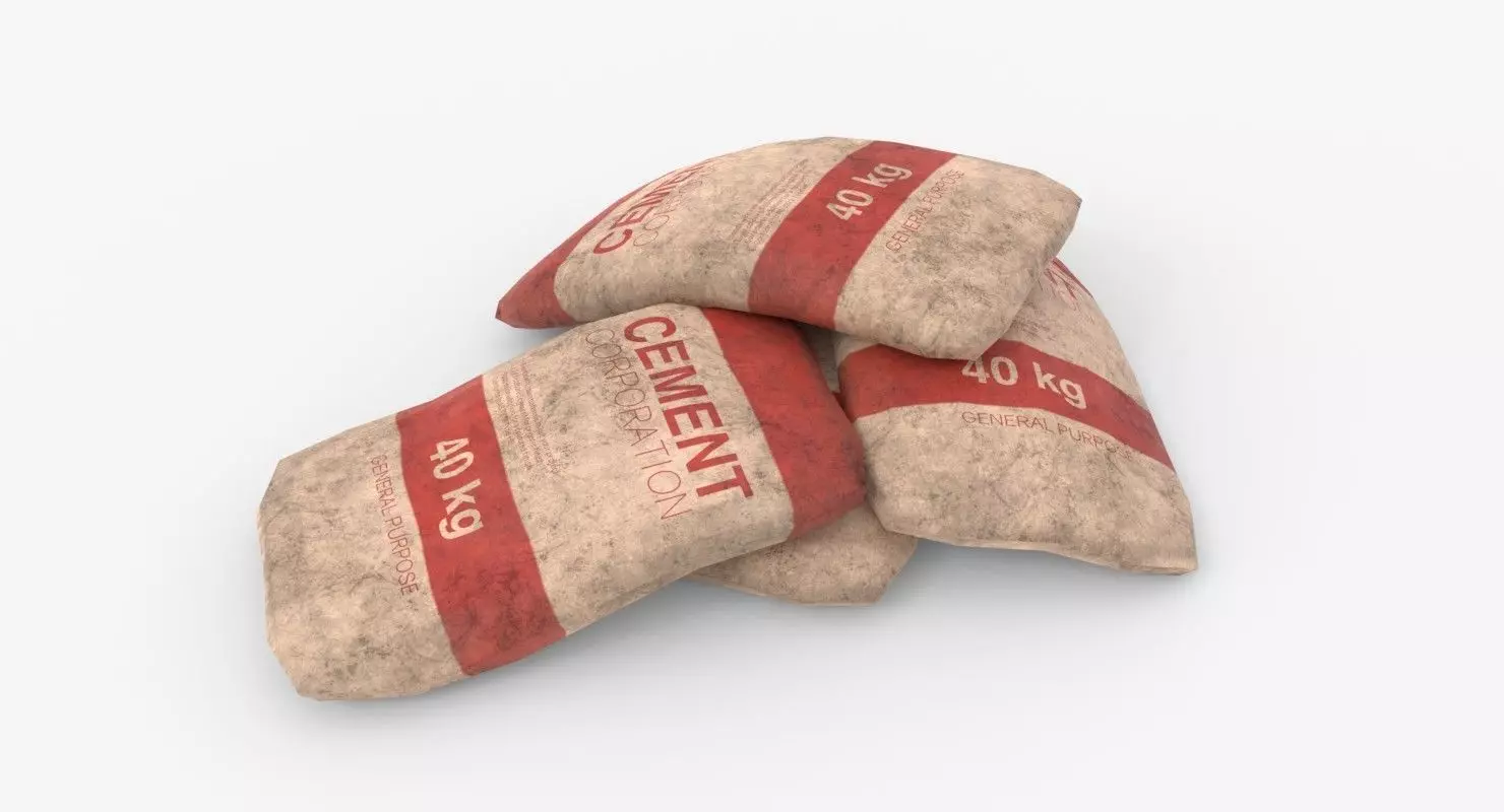 Cement Bags Low-poly 3D model_0