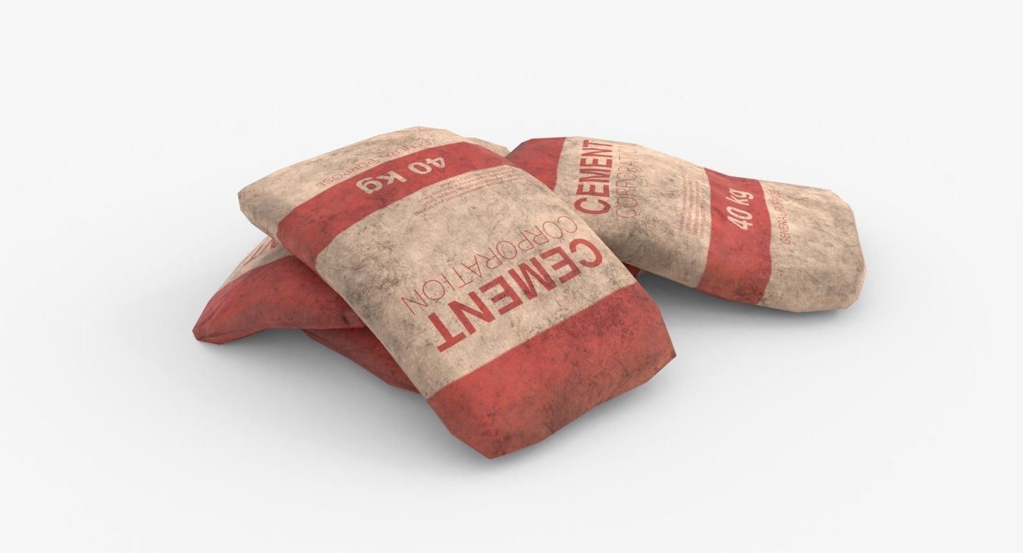 Cement Bags Low-poly 3D model_4