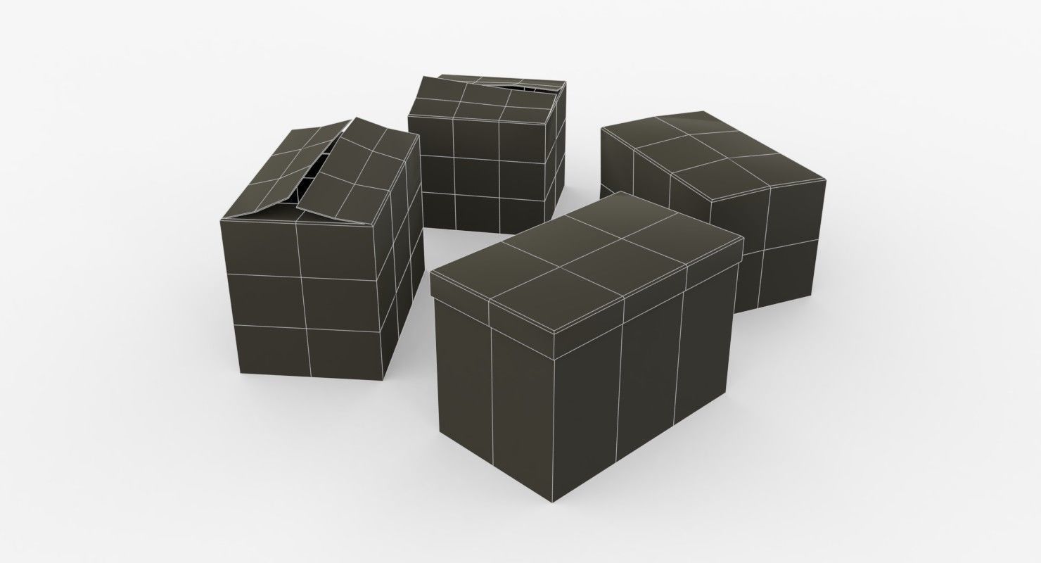 Cardoard boxes Low-poly 3D model_15