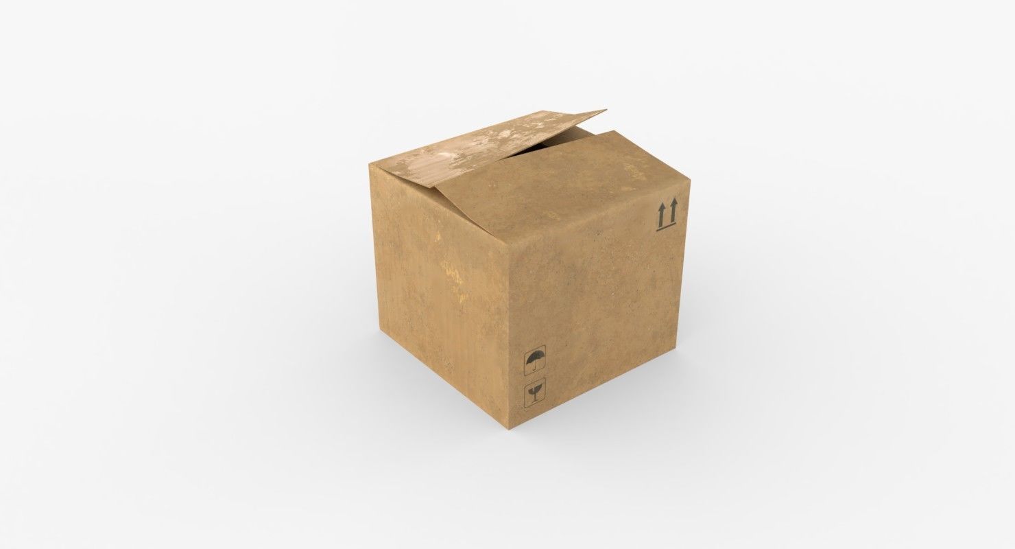Cardoard boxes Low-poly 3D model_7