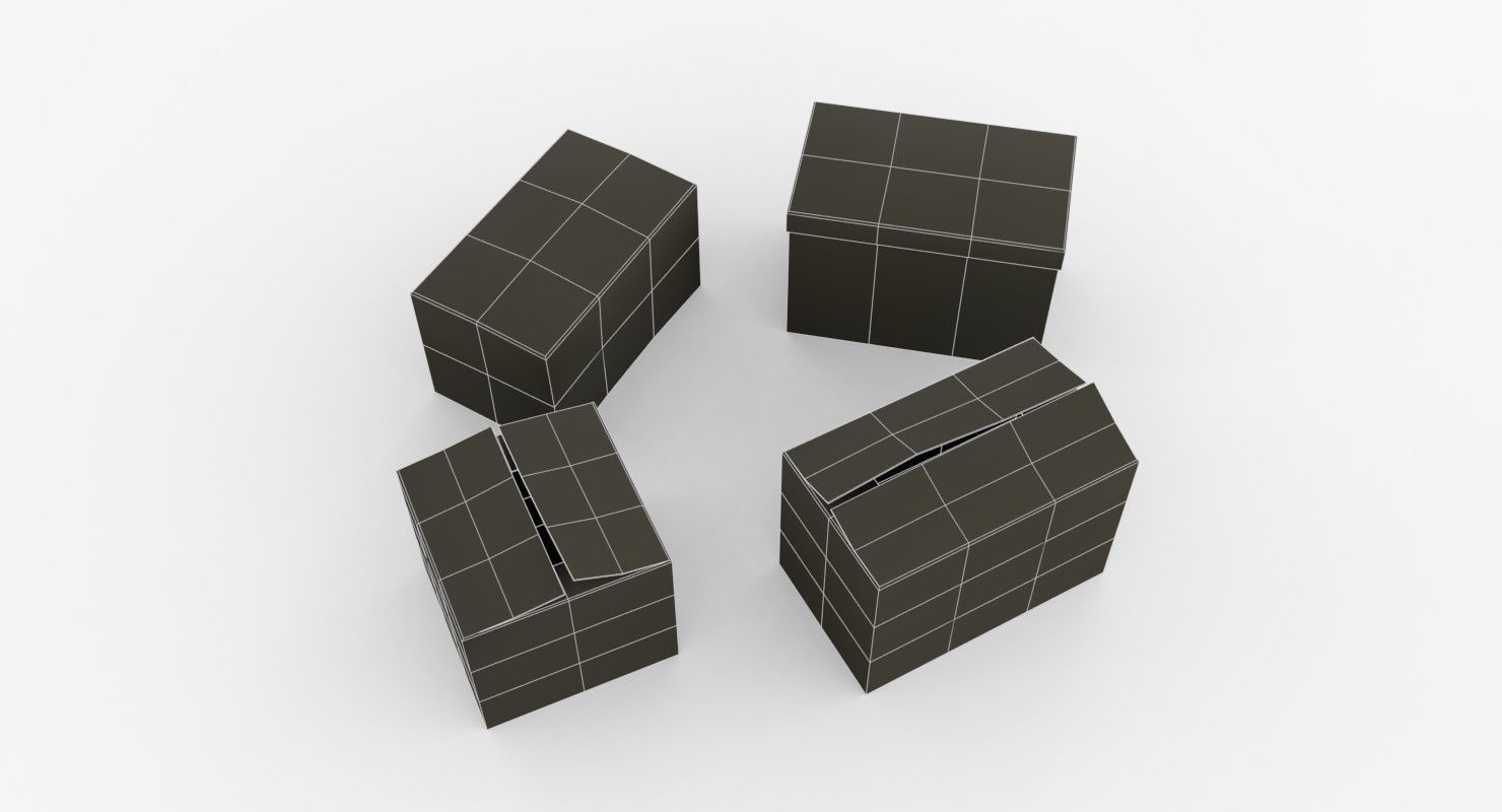 Cardoard boxes Low-poly 3D model_13