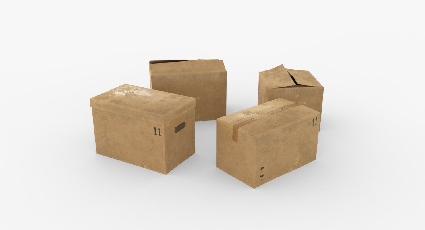 Cardoard boxes Low-poly 3D model_1