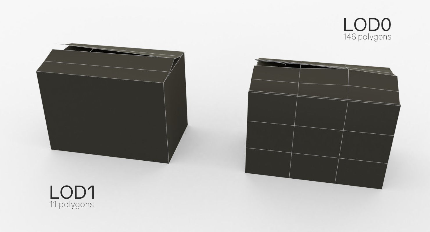 Cardoard boxes Low-poly 3D model_21