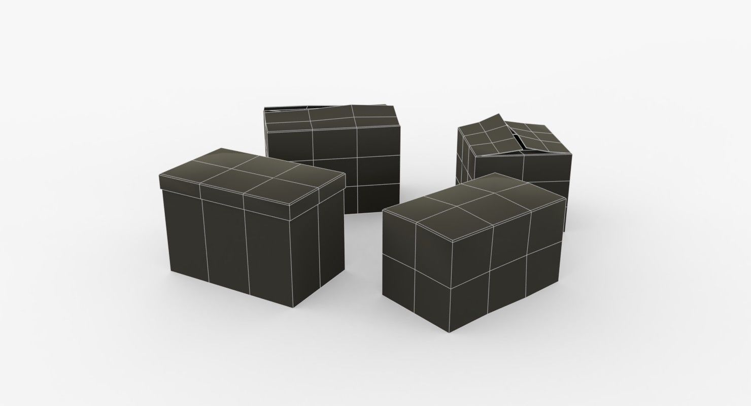 Cardoard boxes Low-poly 3D model_11