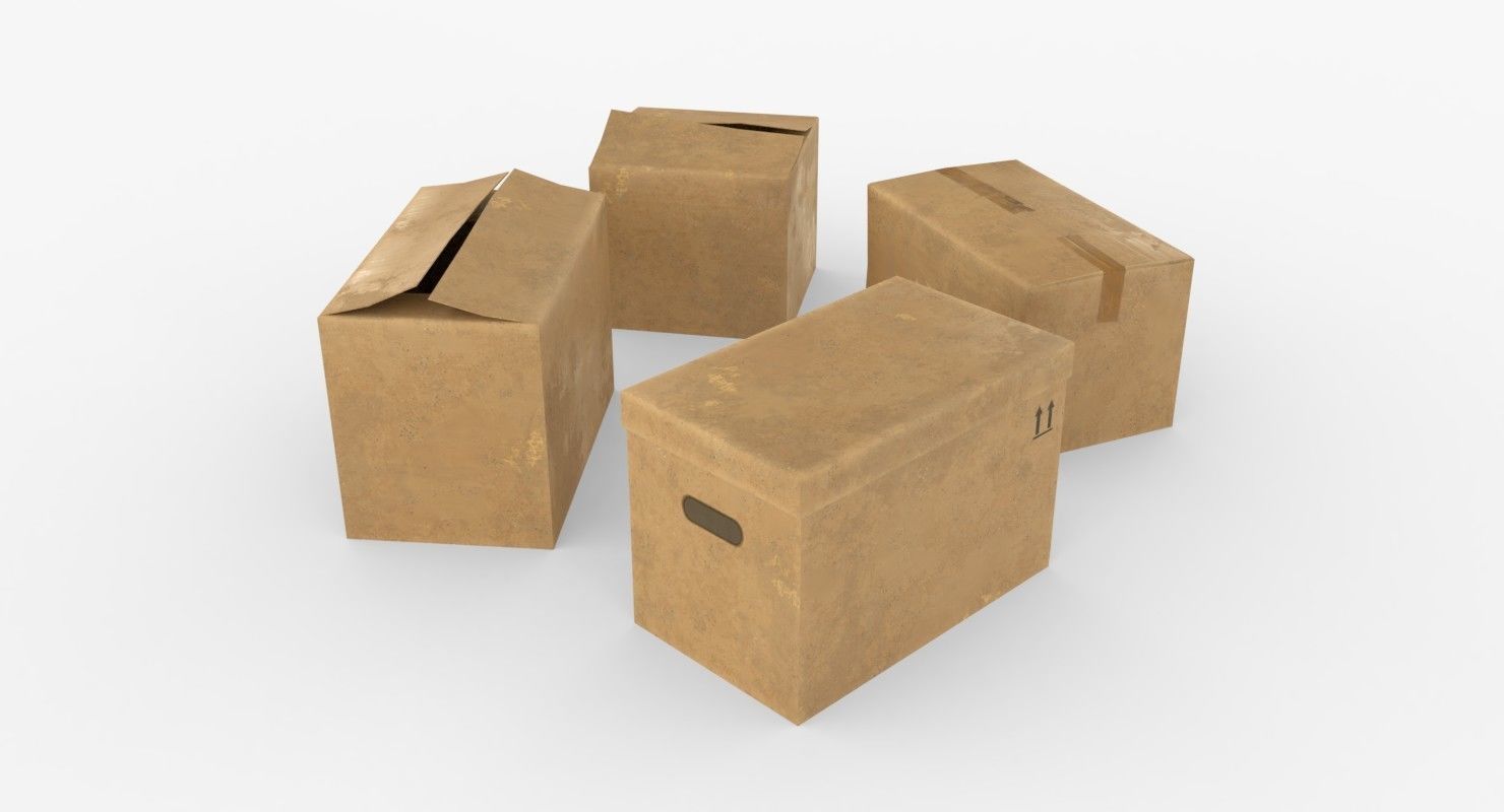 Cardoard boxes Low-poly 3D model_5