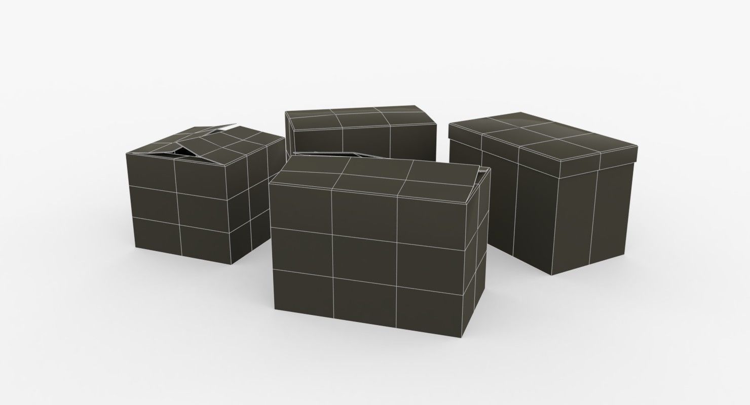 Cardoard boxes Low-poly 3D model_14