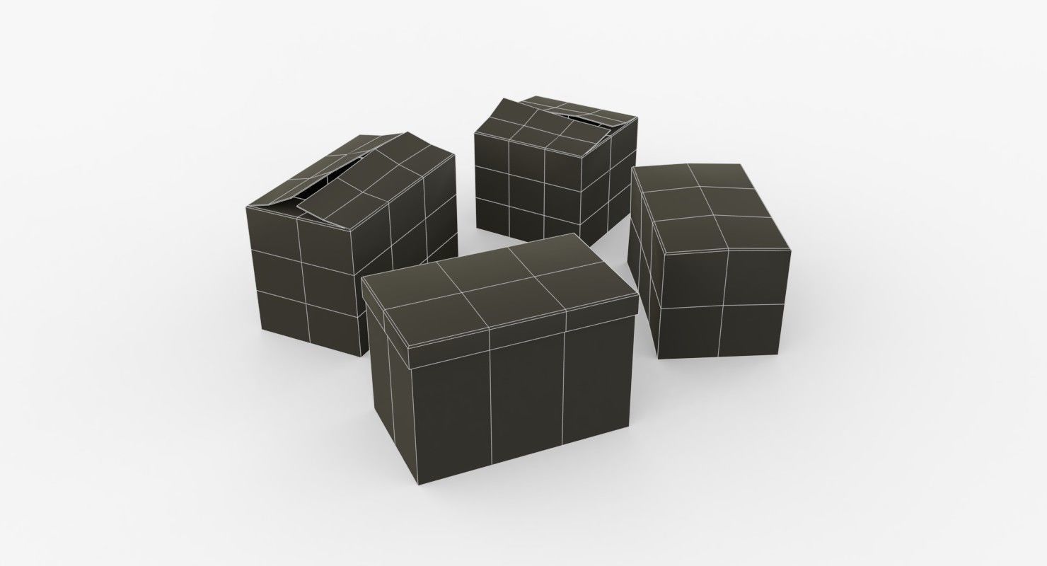 Cardoard boxes Low-poly 3D model_10