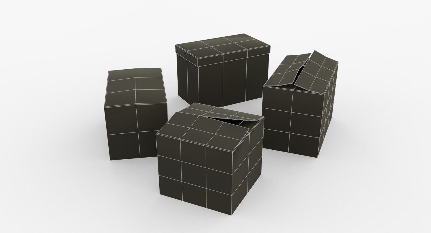 Cardoard boxes Low-poly 3D model_12