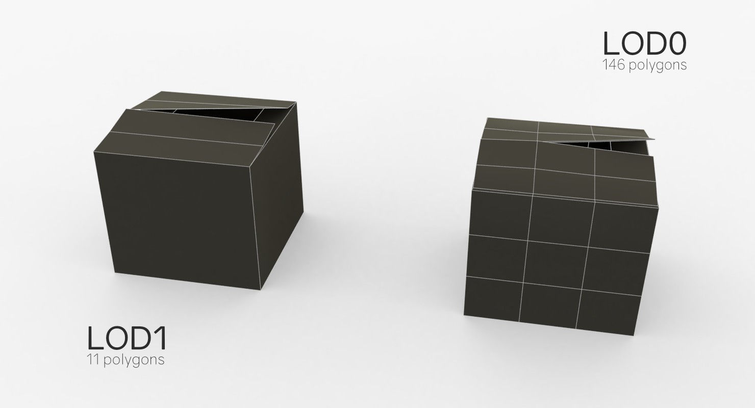 Cardoard boxes Low-poly 3D model_19