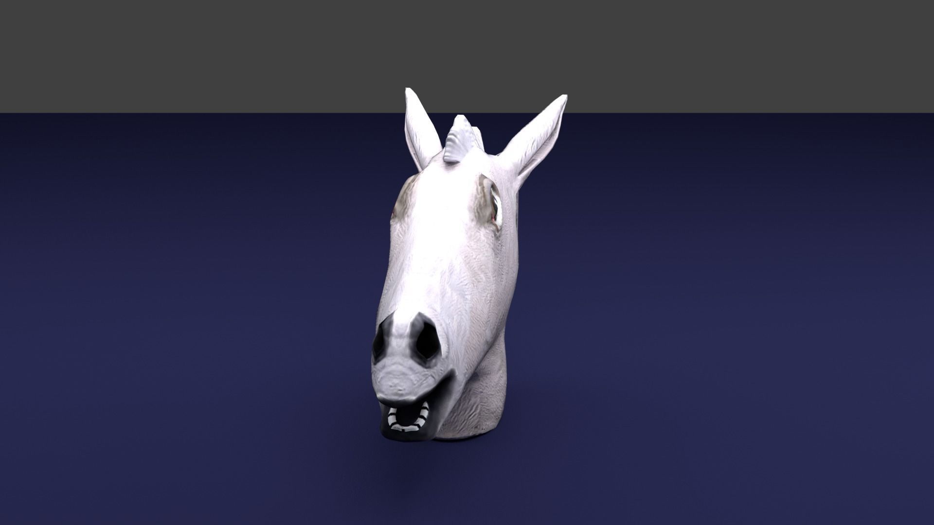 Horse Mask White Low-poly 3D model_4