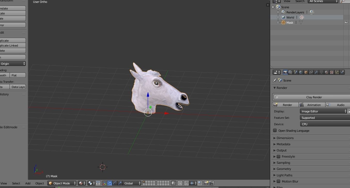 Horse Mask White Low-poly 3D model_7