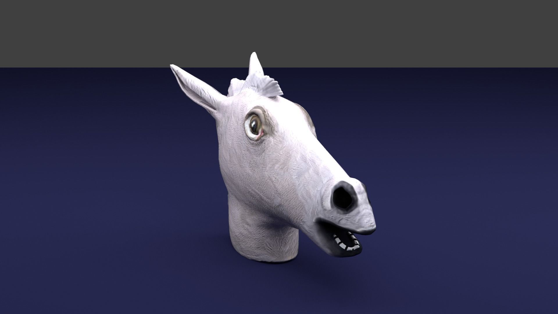 Horse Mask White Low-poly 3D model_2